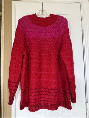Lane Bryant Red and Pink Knit Sweater